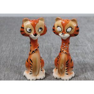 Vintage Salt and Pepper Shakers Anthropomorphic Tiger Japan Ceramic Jungle Cats